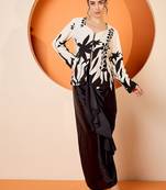 Black Floral Square Neck Printed Top & Skirt