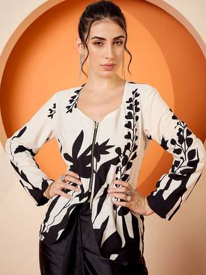 Black Floral Square Neck Printed Top & Skirt 2