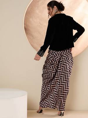 Embellished Shawl Neck Jacket With Skirt 5