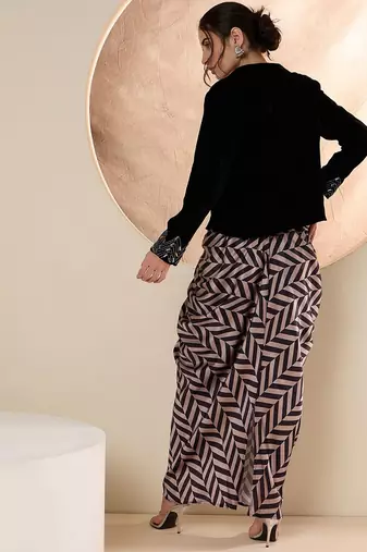 Embellished Shawl Neck Jacket With Skirt