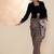 Embellished Shawl Neck Jacket With Skirt