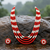 Red coral & white pearl multi-layer beaded necklace earring set