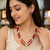Red coral bead & baroque pearl double strand necklace set