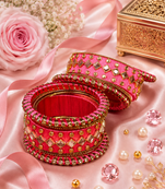 Pink silk thread bangle set