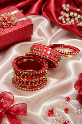 Red Silk Thread Bangle Set 2