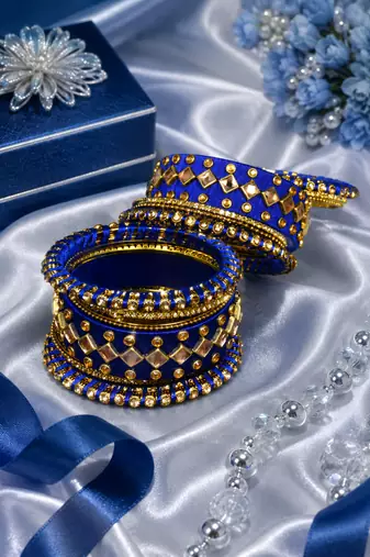 Blue silk thread bangle set