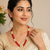 New red coral bead & pearl double strand necklace and earring set