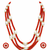 Gold-tone spacers, floral stud earrings, traditional indian wear, multi-strand design, red & white colour