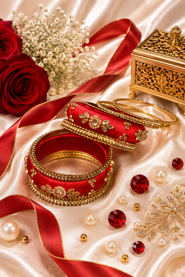 Designer Red Silk Thread Bangles 1