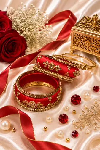 Designer Red Silk Thread Bangles