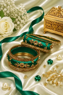 Designer green silk thread bangles 1