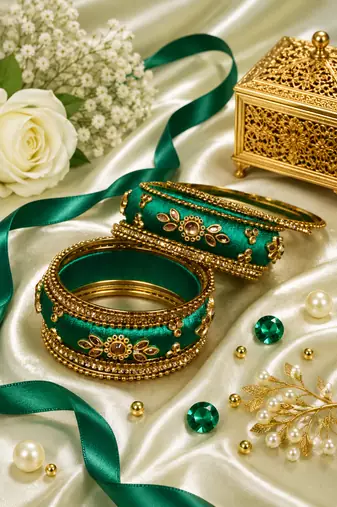 Designer green silk thread bangles