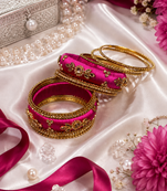 Designer magenta silk thread bangles