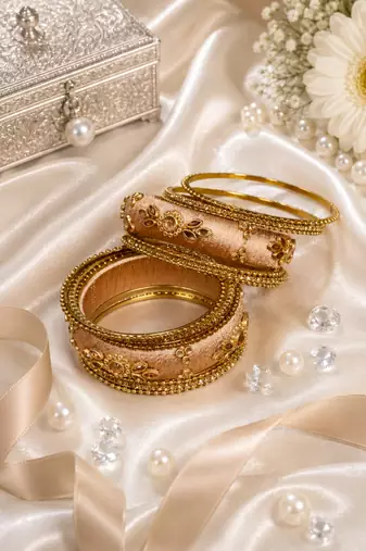 Designer beige silk thread bangles