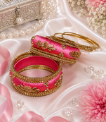 Designer pink silk thread bangles