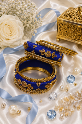 Designer blue silk thread bangles 1