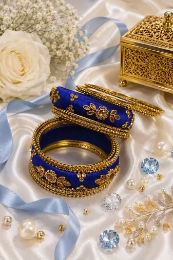 Designer blue silk thread bangles