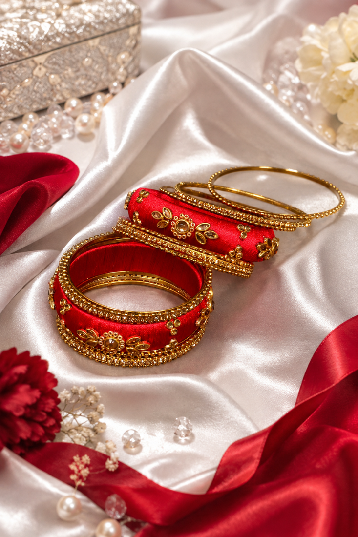 Designer Red Silk Thread Bangles