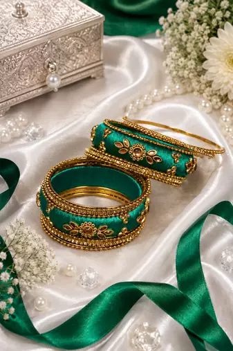 Designer green silk thread bangles