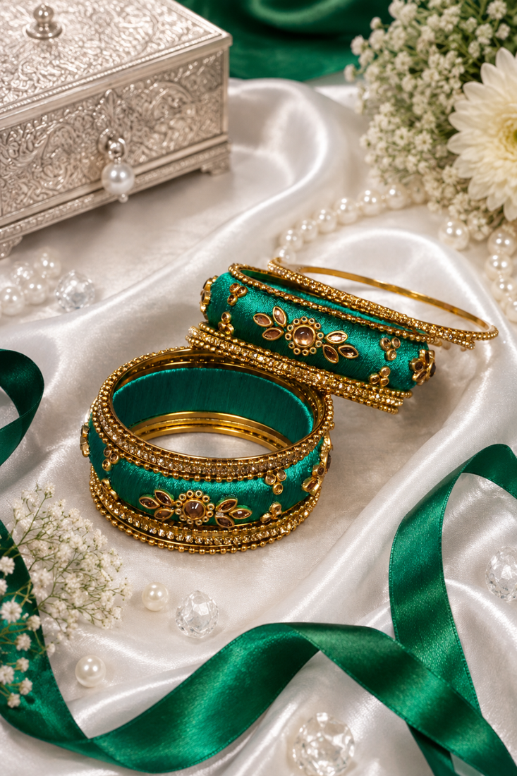 Designer green silk thread bangles