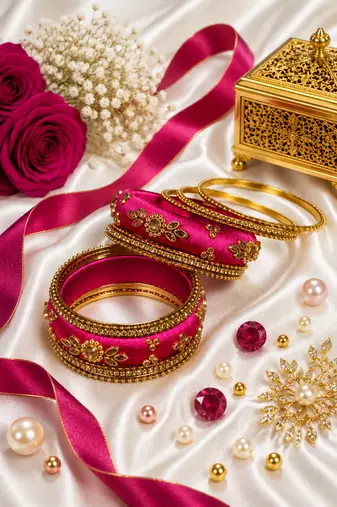 Designer magenta silk thread bangles
