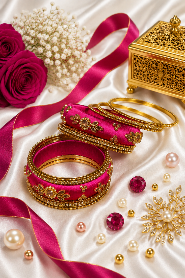 Designer magenta silk thread bangles