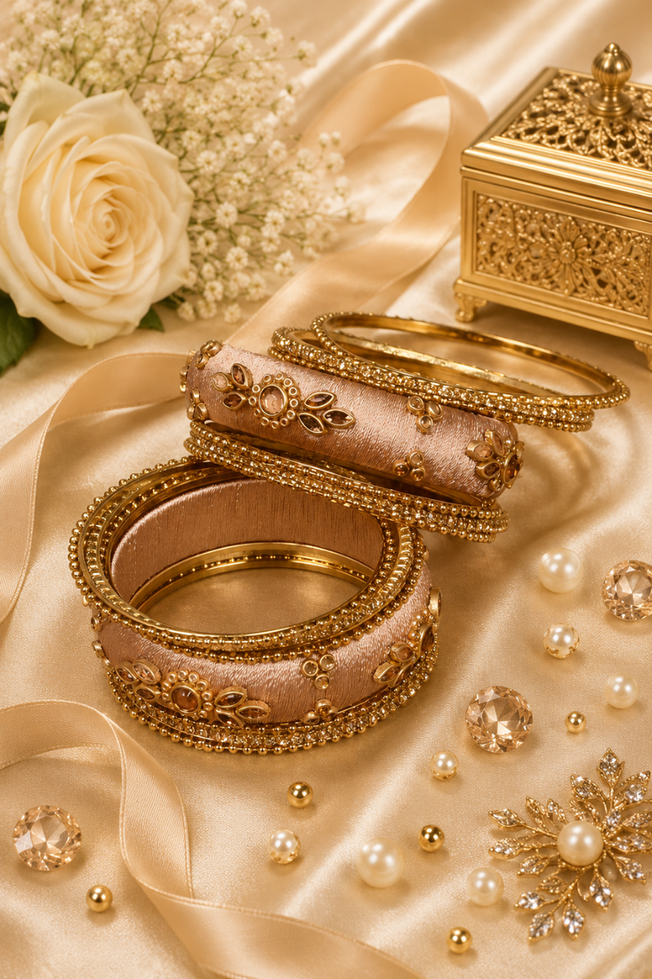 Designer beige silk thread bangles