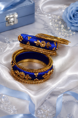 Designer blue silk thread bangles 2