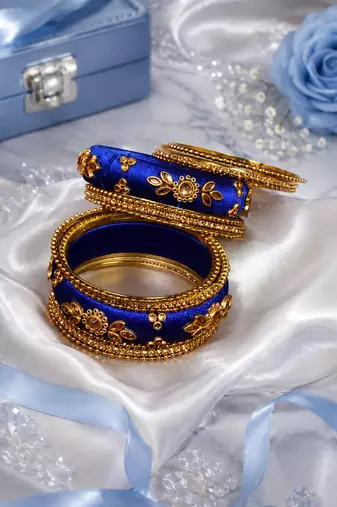 Designer blue silk thread bangles