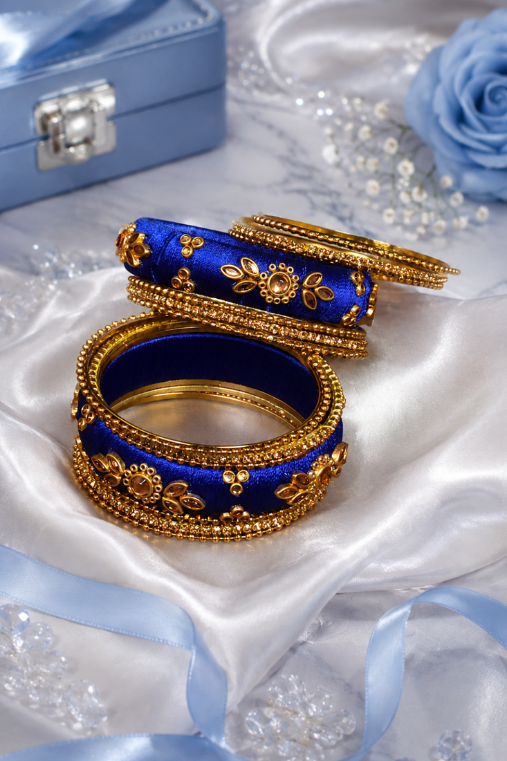 Designer blue silk thread bangles