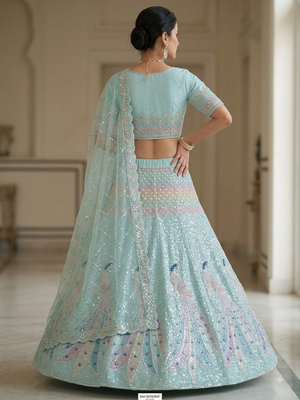 blue printed lehenga choli set 3