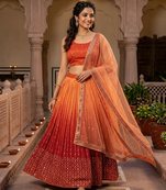 Copper embroidered lehenga choli