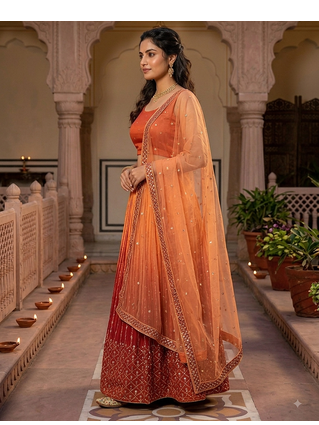 Copper embroidered lehenga choli 2