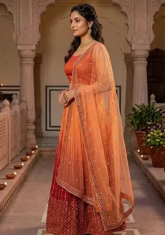 Copper embroidered lehenga choli