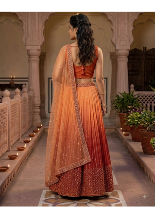 Copper embroidered lehenga choli 3