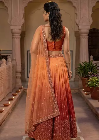 Copper embroidered lehenga choli