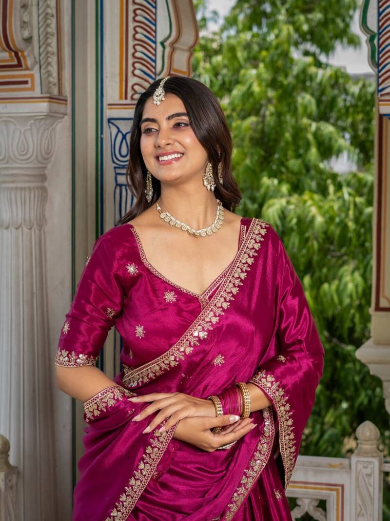 pink embroidery silk blend lehenga choli set