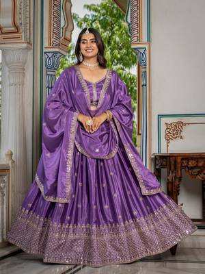 lavender zari thread embroidered lehenga set 1