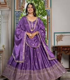 lavender zari thread embroidered lehenga set