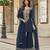 Blue silk blend  zari embroidered sequins elegant sharara suit