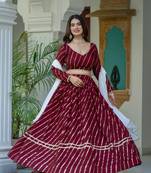 maroon silk blend embroidered navratri lehenga choli