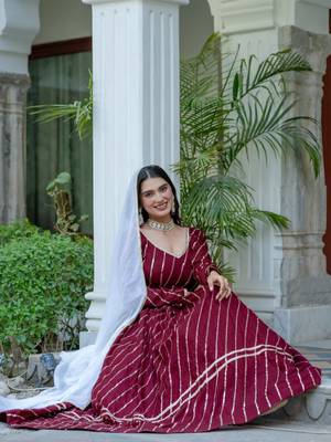 maroon silk blend embroidered navratri lehenga choli 3