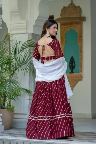 maroon silk blend embroidered navratri lehenga choli