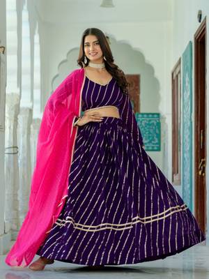 purple silk blend embroidered navratri lehenga choli 1