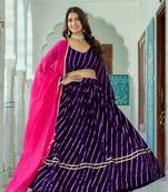 purple silk blend embroidered navratri lehenga choli