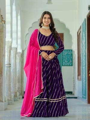 purple silk blend embroidered navratri lehenga choli 2