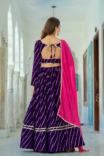 purple silk blend embroidered navratri lehenga choli
