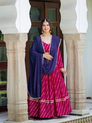 pink silk blend embroidered navratri lehenga choli 1
