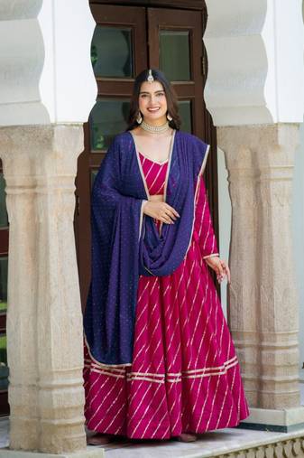 pink silk blend embroidered navratri lehenga choli
