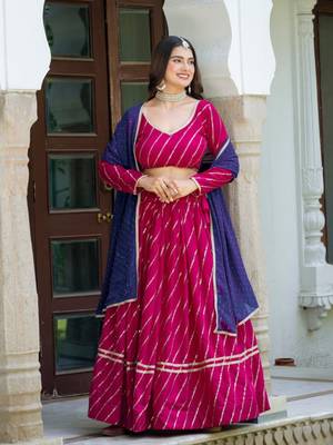 pink silk blend embroidered navratri lehenga choli 2
